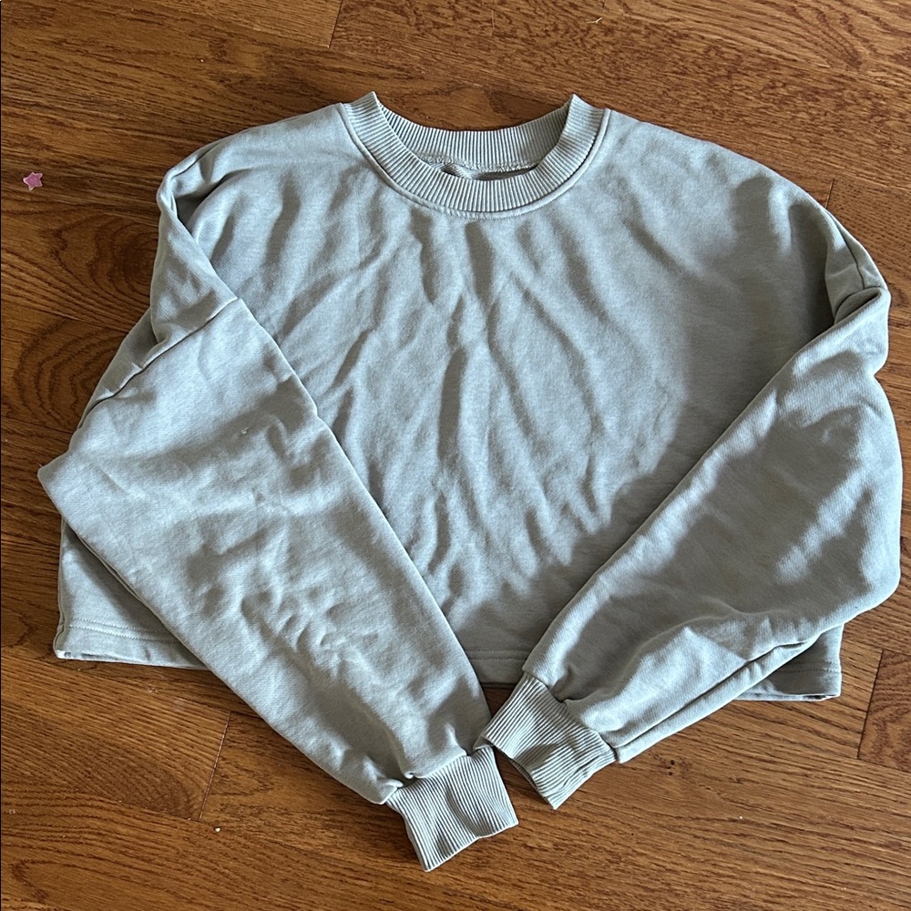 Casual Gray Women's Sweatshirt cropped
